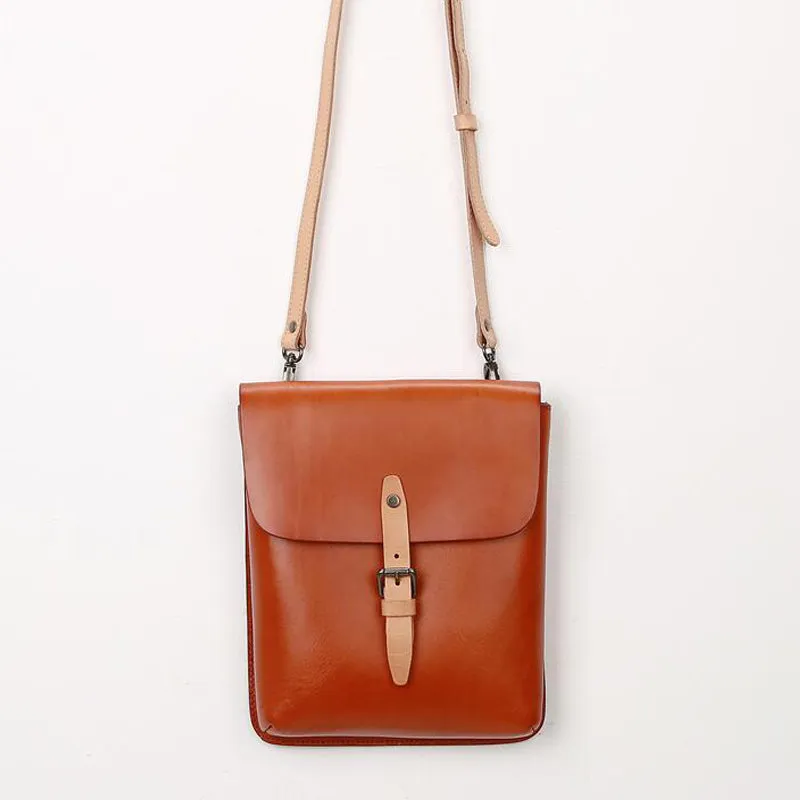 Vegetable Tanned Leather Shoulder Bag Ladies Messenger Bag Handmade Satchel Bag