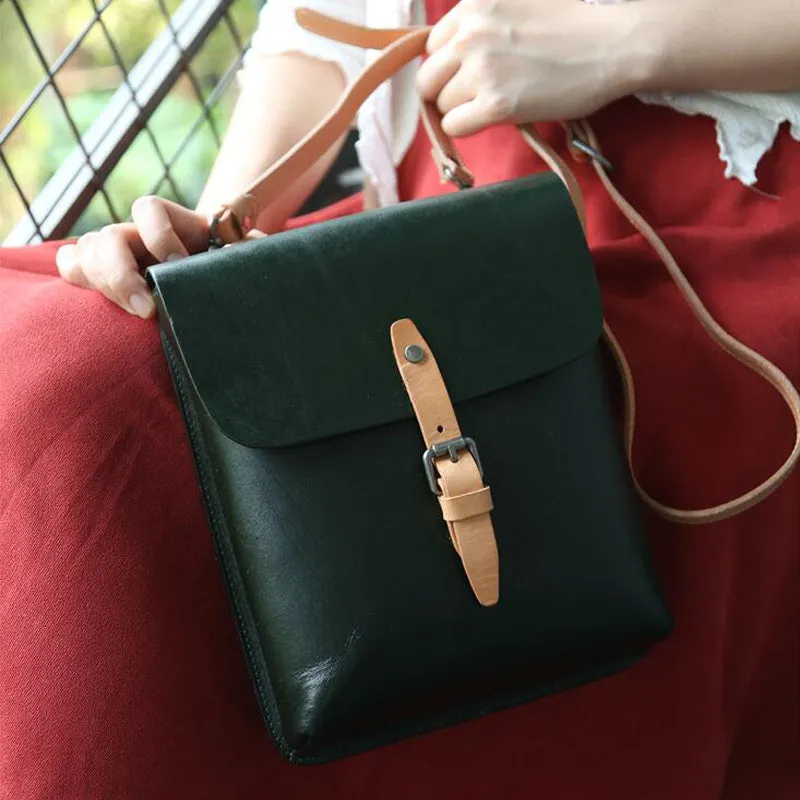 Vegetable Tanned Leather Shoulder Bag Ladies Messenger Bag Handmade Satchel Bag