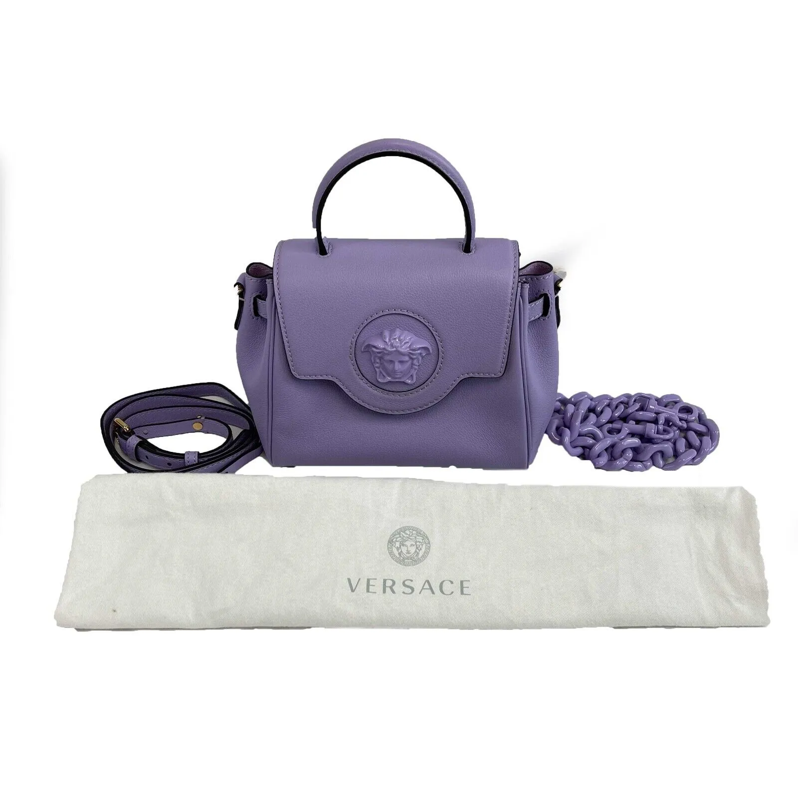 Versace - Excellent - La Medusa - Lavender Top Handle w/ Crossbody Chain & Strap