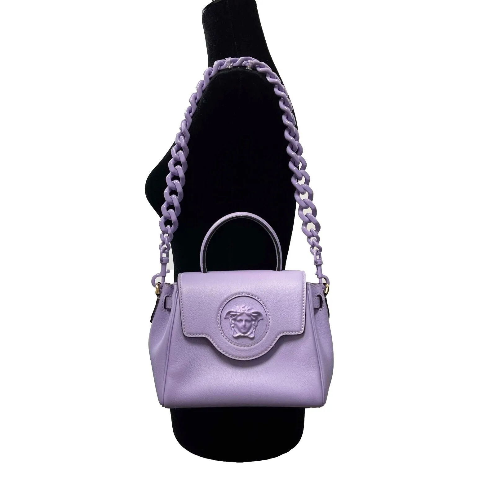 Versace - Excellent - La Medusa - Lavender Top Handle w/ Crossbody Chain & Strap