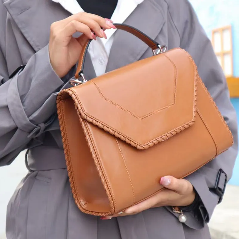 Vidna Whipstitch Detail Satchel