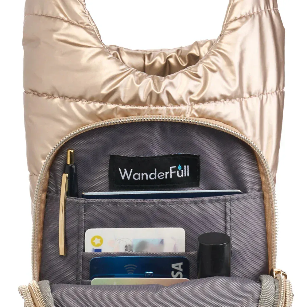 WANDERFULL SHINY HYDROBAG | GOLD WITH GOLD STRIPED STRAP