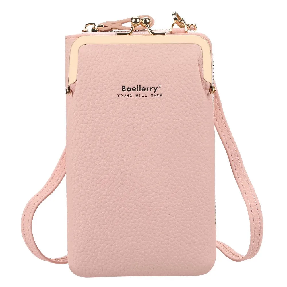 Women Crossbody Faux Leather Mini  Messenger Bag -Pink