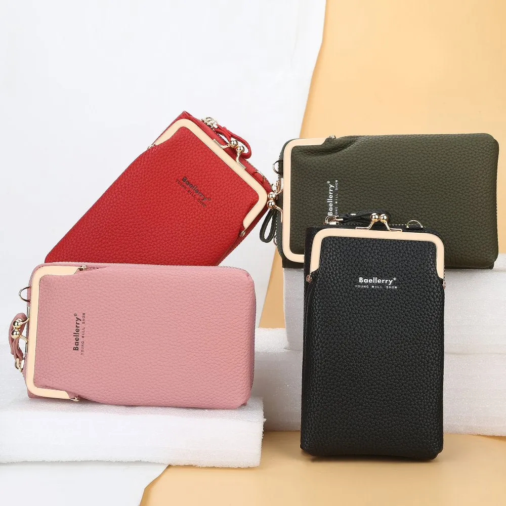 Women Crossbody Faux Leather Mini  Messenger Bag -Pink