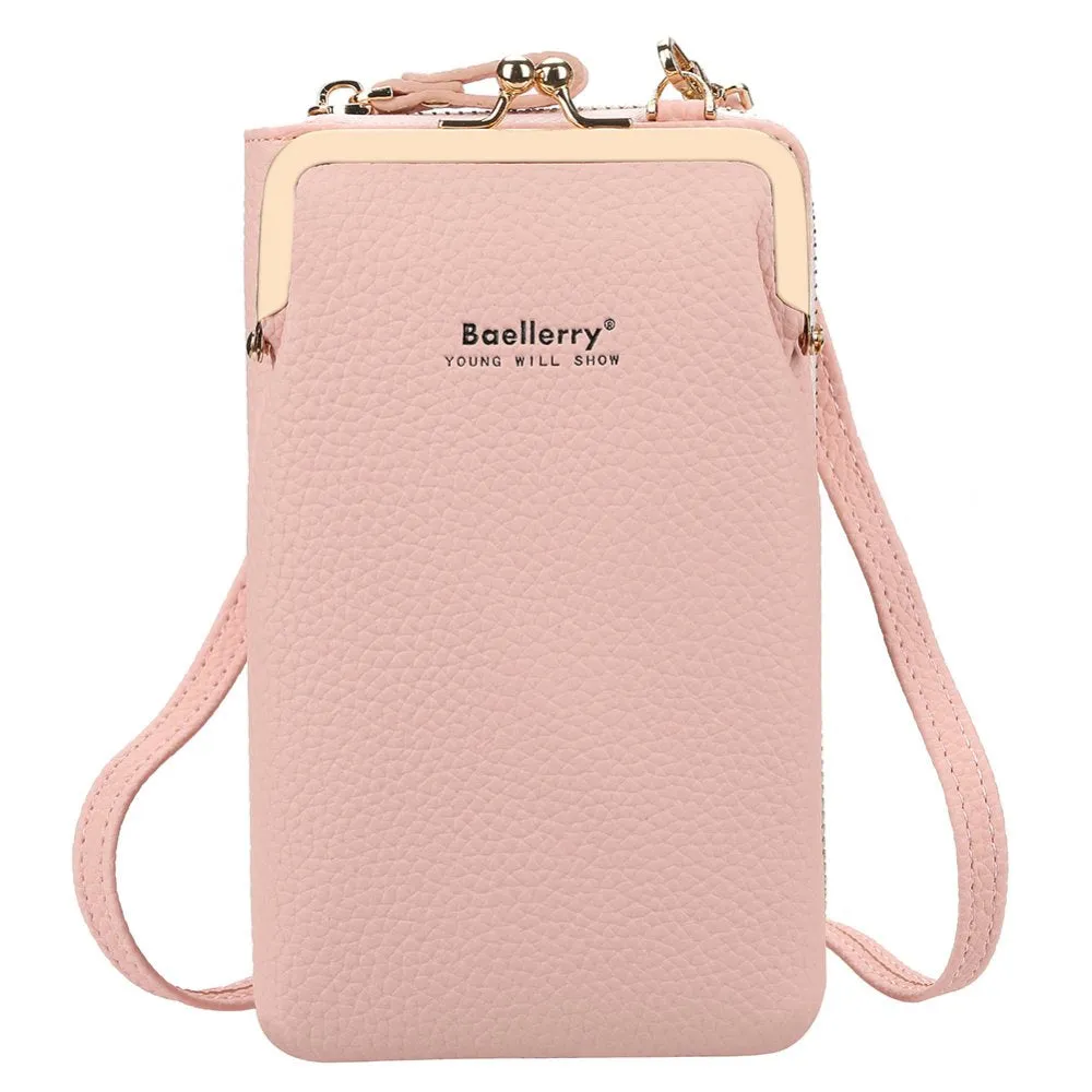Women Crossbody Faux Leather Mini  Messenger Bag -Pink