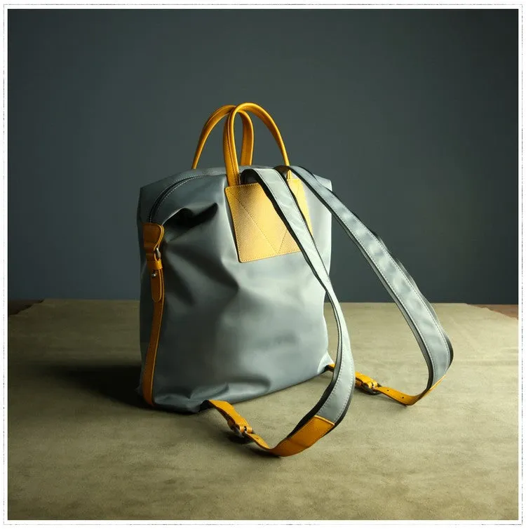 Womens Green Nylon Backpack Bag Best Satchel Backpack Nylon Leather School Rucksack for Ladies