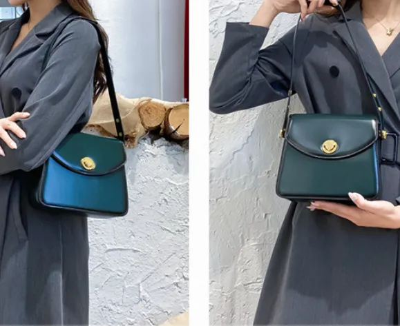 Womens Leather Small Satchel Underarm Bags Purses