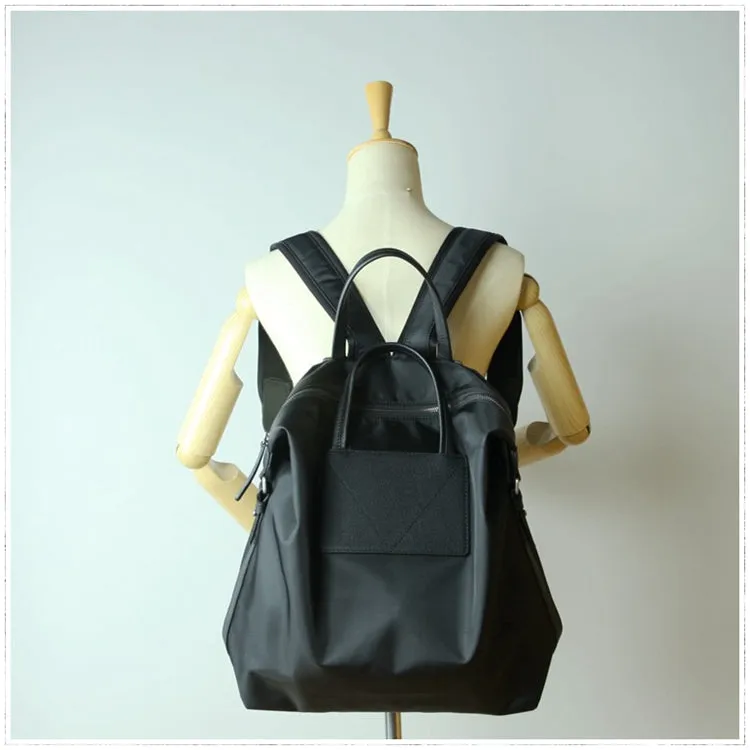 Womens Light Gray&Yellow Nylon Backpack Bag Best Satchel Backpack Nylon Leather School Rucksack for Ladies