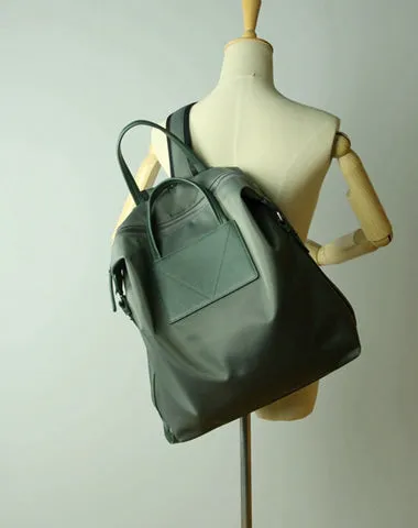 Womens Light Gray&Yellow Nylon Backpack Bag Best Satchel Backpack Nylon Leather School Rucksack for Ladies