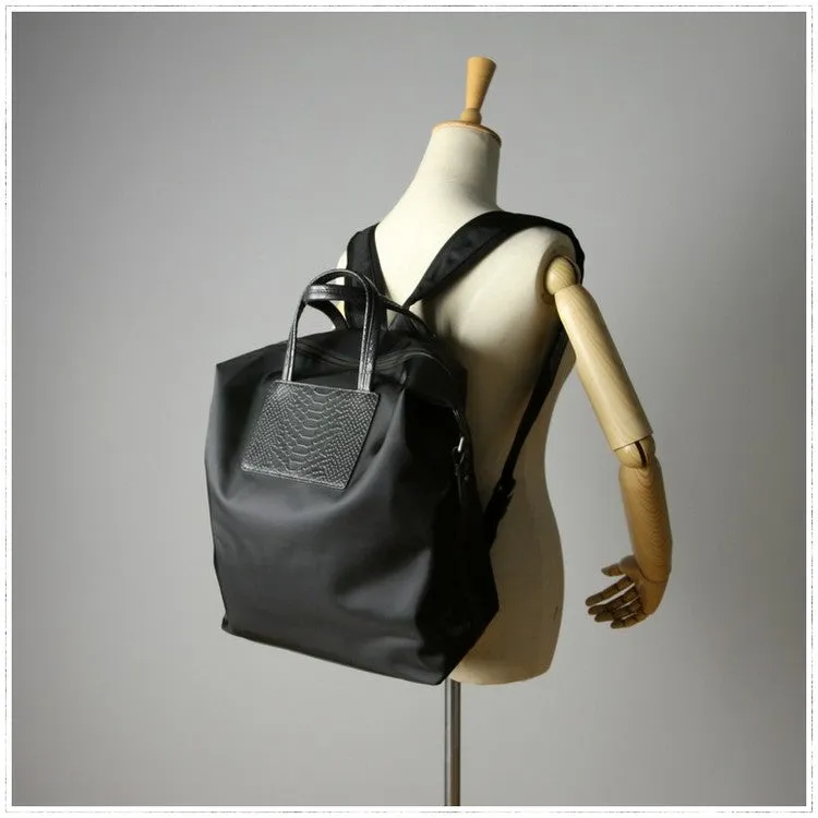 Womens Light Gray&Yellow Nylon Backpack Bag Best Satchel Backpack Nylon Leather School Rucksack for Ladies