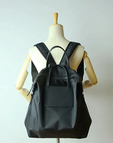 Womens Light Gray&Yellow Nylon Backpack Bag Best Satchel Backpack Nylon Leather School Rucksack for Ladies