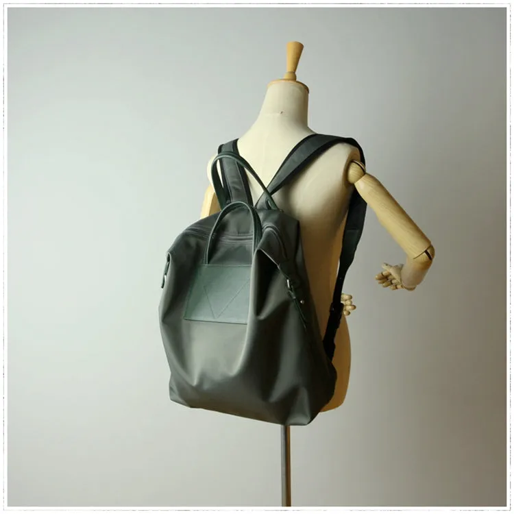 Womens Light Gray&Yellow Nylon Backpack Bag Best Satchel Backpack Nylon Leather School Rucksack for Ladies