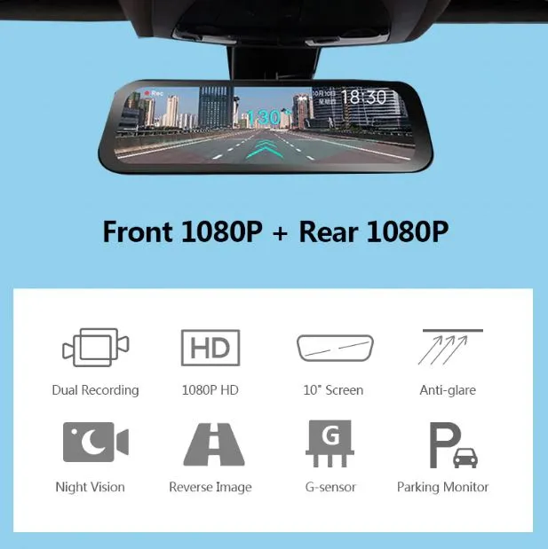 Xiaomi 70mai Rearview Dash Cam Wide 9.35 Inch Full Screen DVR