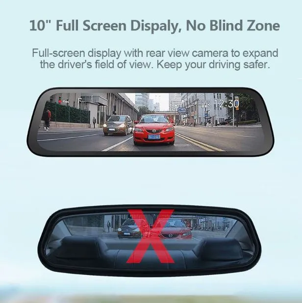 Xiaomi 70mai Rearview Dash Cam Wide 9.35 Inch Full Screen DVR