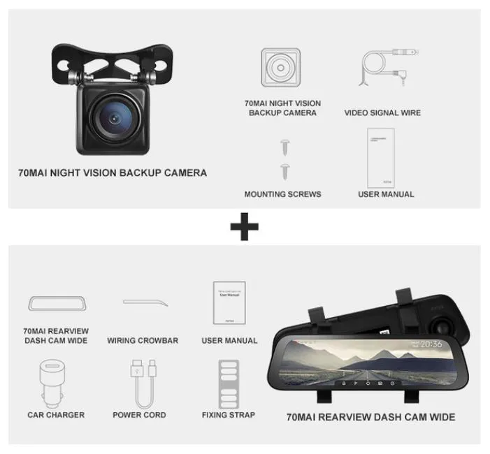 Xiaomi 70mai Rearview Dash Cam Wide 9.35 Inch Full Screen DVR
