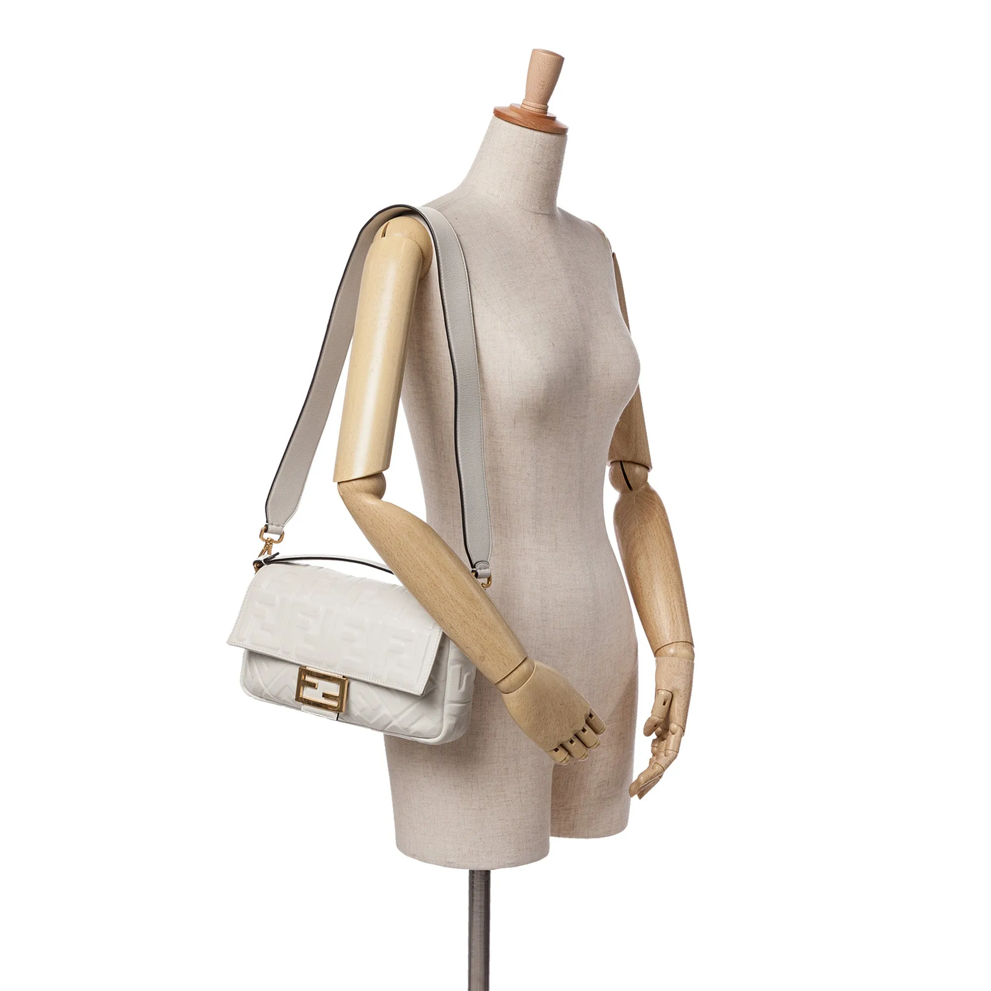 Zucca Embossed Leather Baguette Satchel