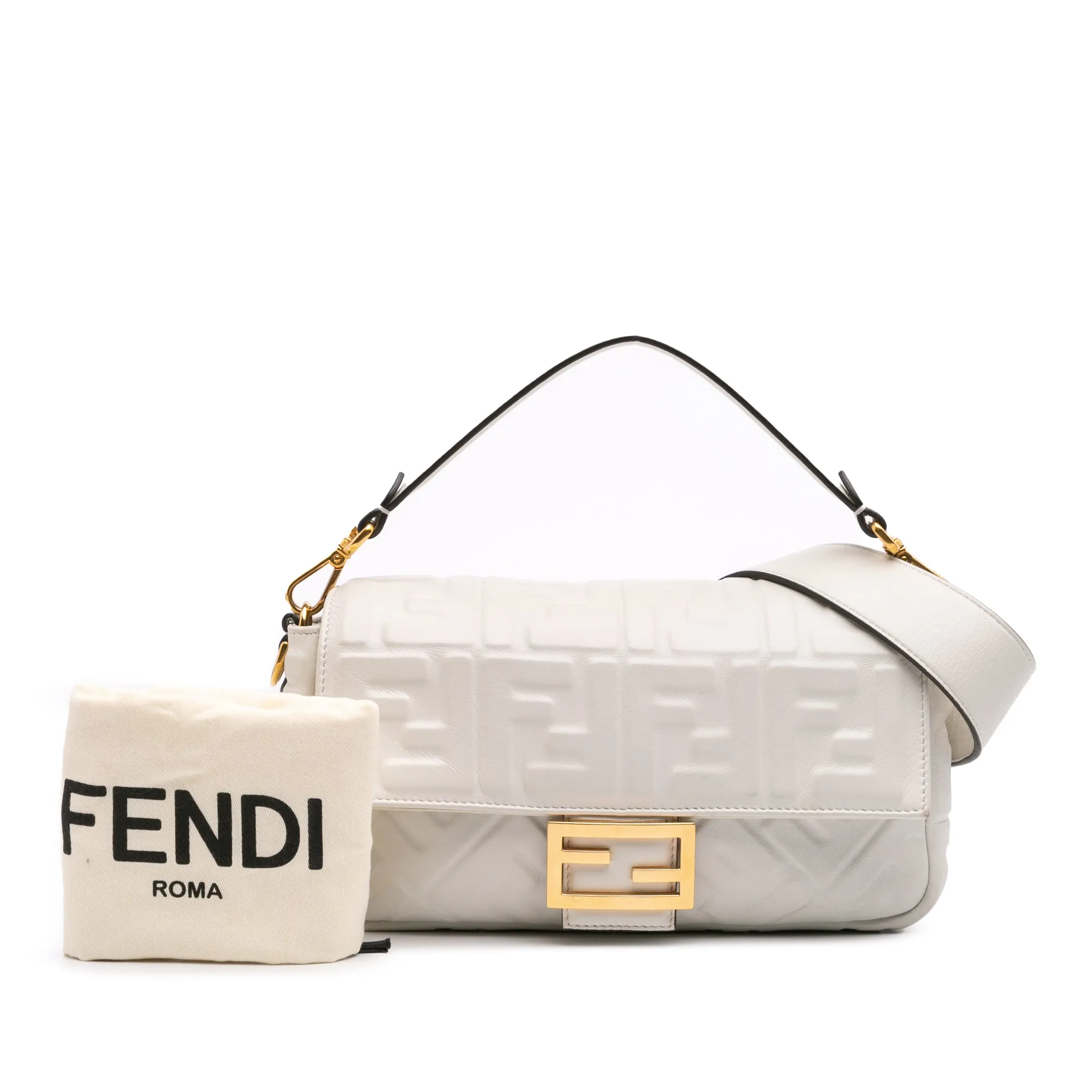Zucca Embossed Leather Baguette Satchel
