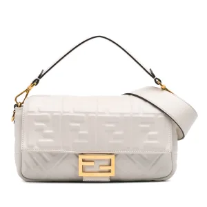 Zucca Embossed Leather Baguette Satchel