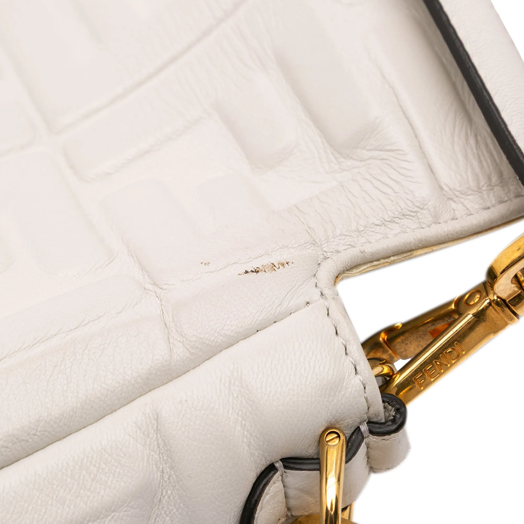 Zucca Embossed Leather Baguette Satchel